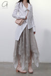 Marc Le Bihan lace embroidered skirt 2596 series plant dyeing France MLB-2596-ZZHUI PEARL GREY pearl gray lace embroidery
